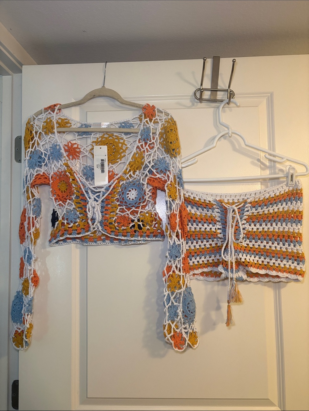 SummerHaus Crochet Tie-Front Crop Top and Shorts Set